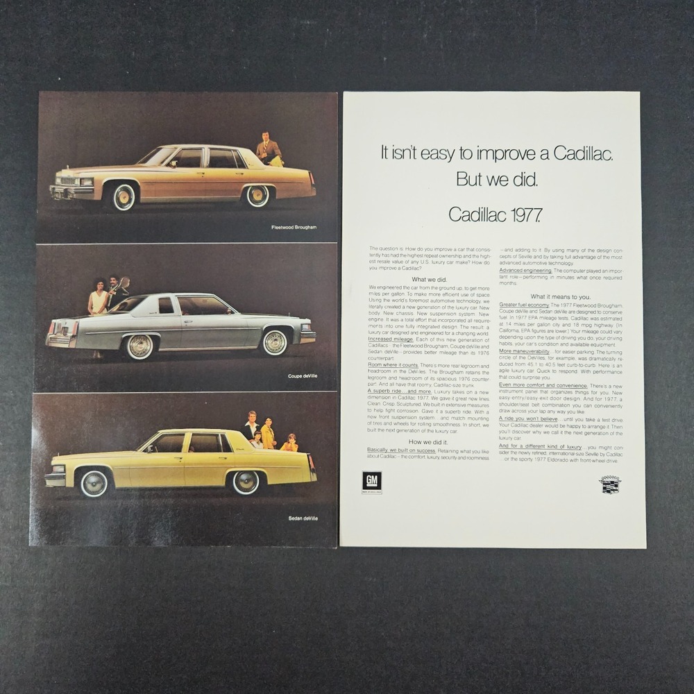 1977 Cadillac Fleetwood‎ Brougham Sedan Coupe DeVille Vintage Print Ad Garage
